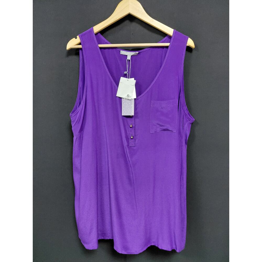 NWT danielrainn 10845X STYLE Silk Purple Tank Top Size 2X